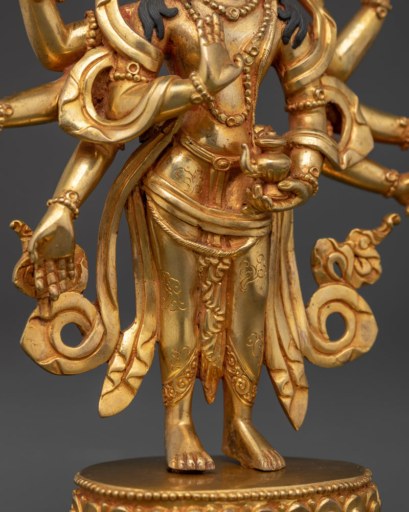 Sacred Lokeshvara Statue | 24K Gold Gilded Copper Body Sculpture