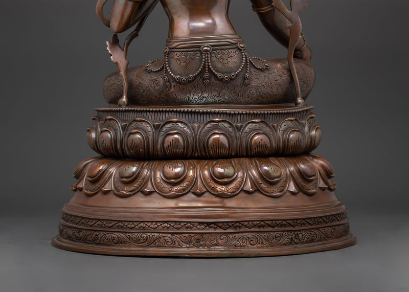 Sacred Green Tara Sculpture | Oxidized Copper Buddhist Deity Statue