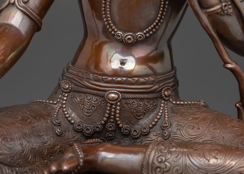 Sacred Green Tara Sculpture | Oxidized Copper Buddhist Deity Statue