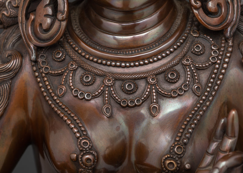 Sacred Green Tara Sculpture | Oxidized Copper Buddhist Deity Statue