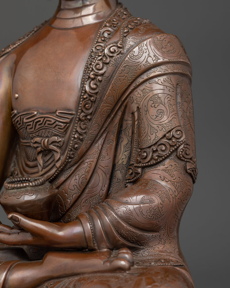 Sacred Shakyamuni Buddha Figurine | Oxidized Copper Buddhist Statue