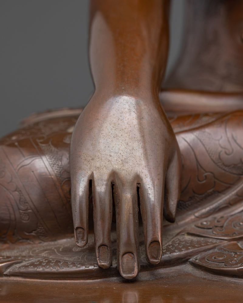 Spiritual Shakyamuni Buddha | Oxidized Copper Buddha Statue