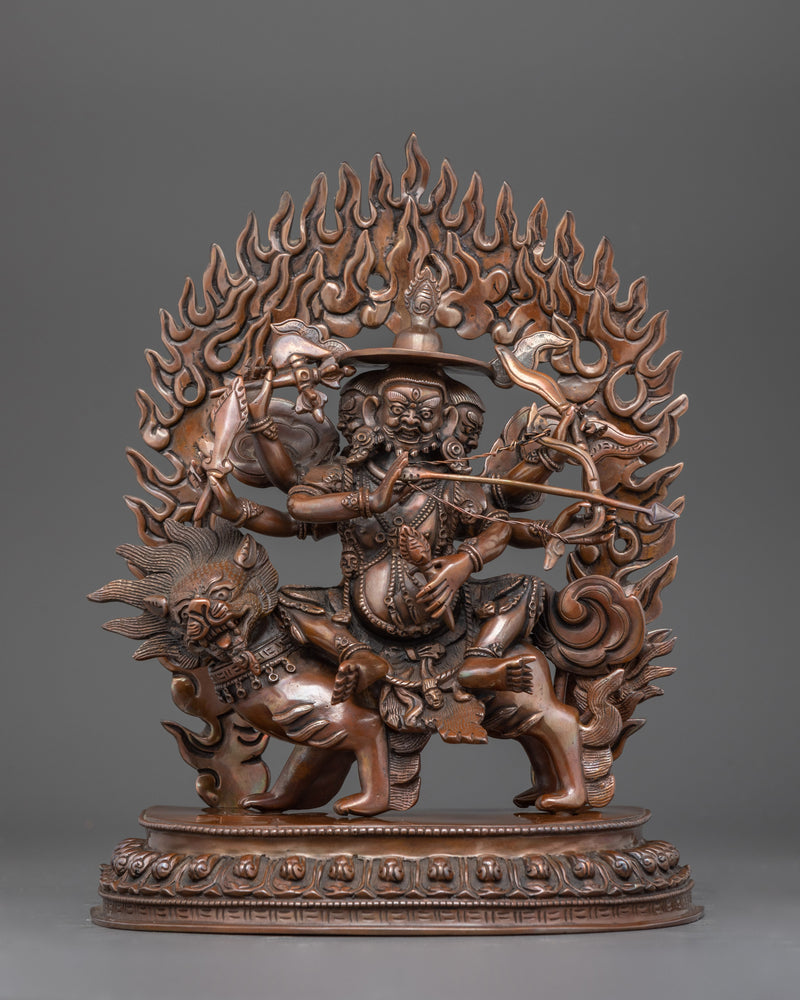 Sacred Pehar Gyalpo Statue | Oxidized Copper Buddhist Deity