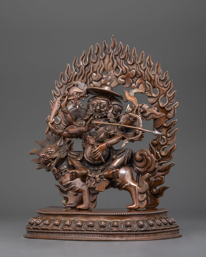 Sacred Pehar Gyalpo Statue | Oxidized Copper Buddhist Deity