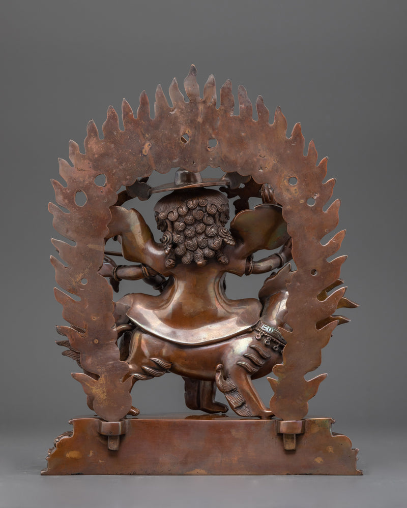 Sacred Pehar Gyalpo Statue | Oxidized Copper Buddhist Deity