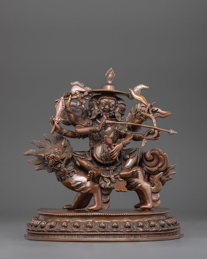 Sacred Pehar Gyalpo Statue | Oxidized Copper Buddhist Deity