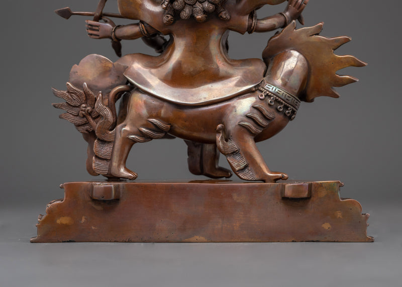 Sacred Pehar Gyalpo Statue | Oxidized Copper Buddhist Deity