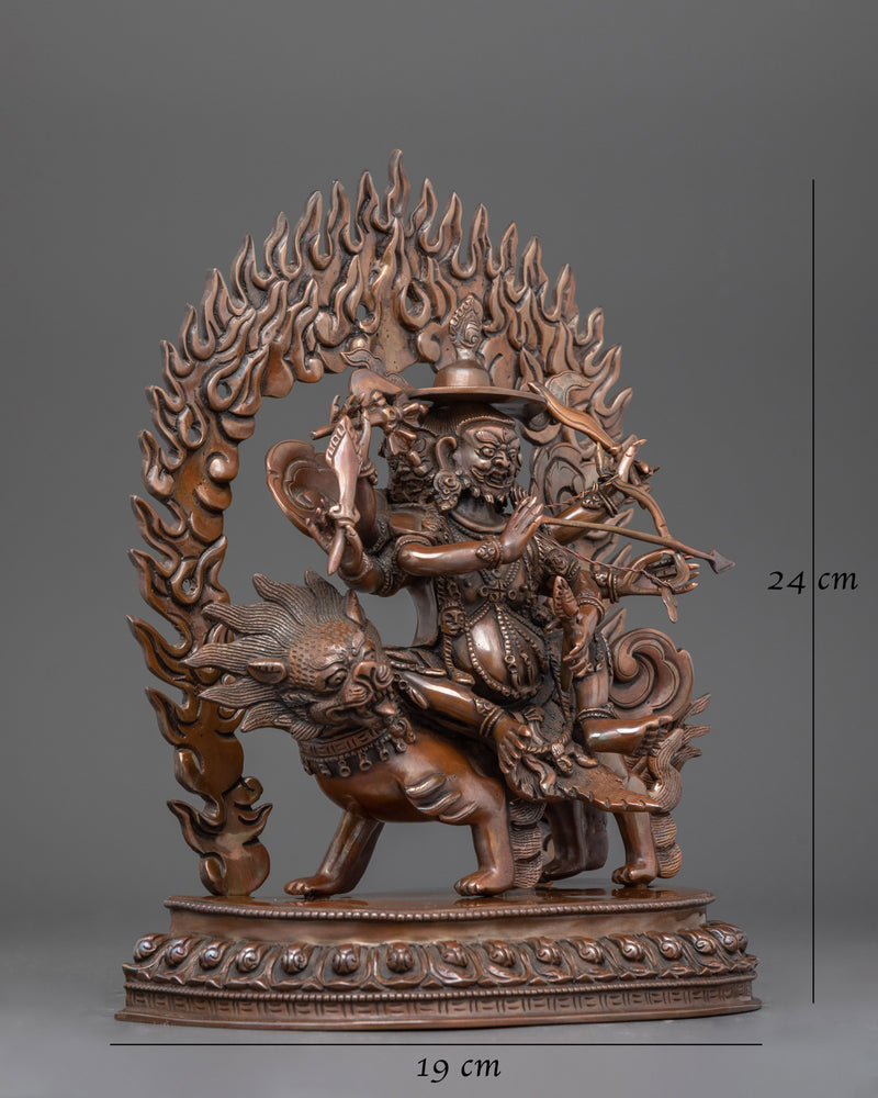 Sacred Pehar Gyalpo Statue | Oxidized Copper Buddhist Deity