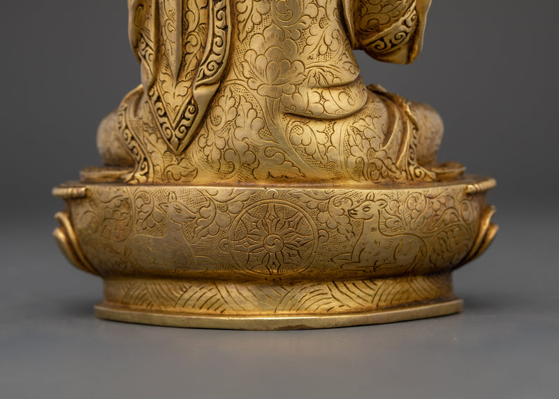 Tsongkhapa Lama Statue | 24K Gold Gilded Copper Masterpiece