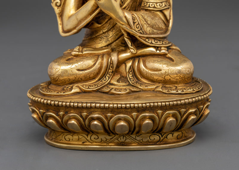 Tsongkhapa Lama Statue | 24K Gold Gilded Copper Masterpiece