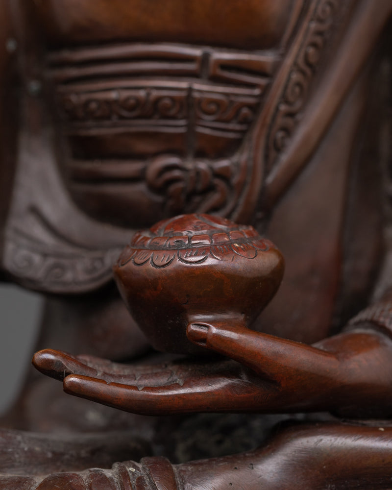 Enlightened Shakyamuni Buddha Statue | Oxidized Copper Sculpture