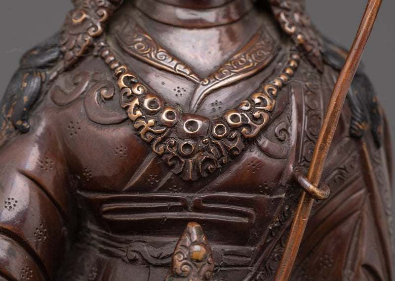 Asian-made Sacred Guru Rinpoche Sculpture | Oxidized Copper Statue of Padmasambhava