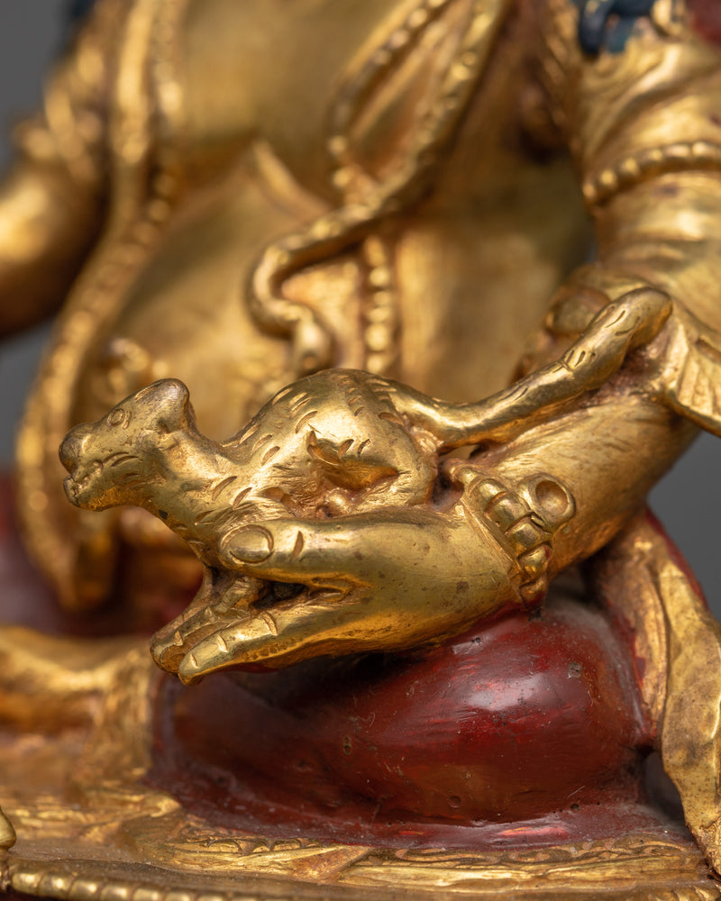 24K Gold Gilded Hand-carved Spiritual Dzambhala Statue | Gold Gilded Copper Art