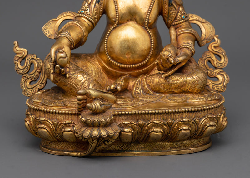 Spiritual Dzambhala Sculpture | 24K Gold Gilded Copper Statue