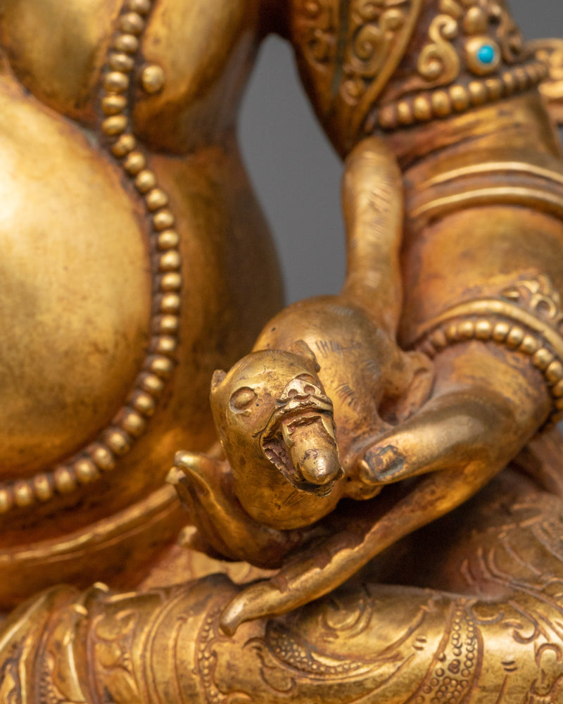 Spiritual Dzambhala Sculpture | 24K Gold Gilded Copper Statue