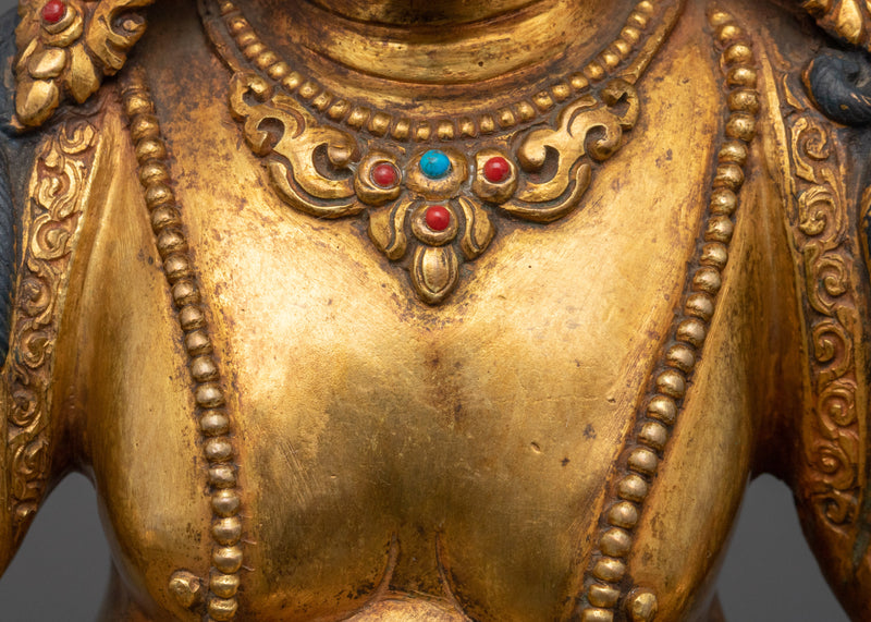 Spiritual Dzambhala Sculpture | 24K Gold Gilded Copper Statue