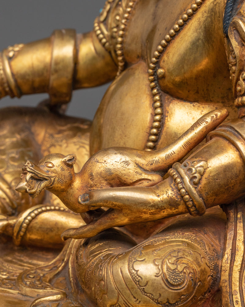 Spiritual Dzambhala Sculpture | 24K Gold Gilded Copper Statue