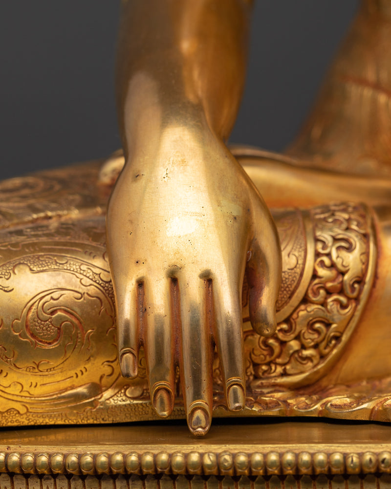 Spiritual Shakyamuni Buddha Statue | 24K Gold Gilded Copper