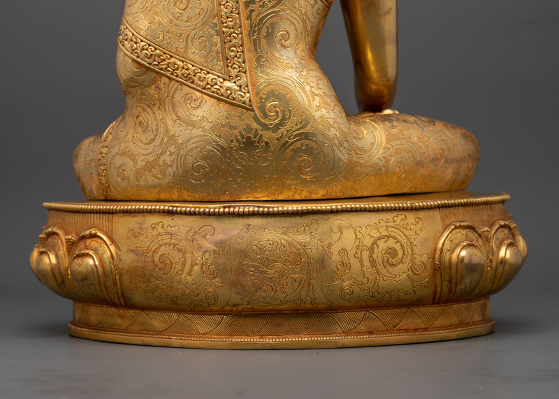 Spiritual Shakyamuni Buddha Statue | 24K Gold Gilded Copper