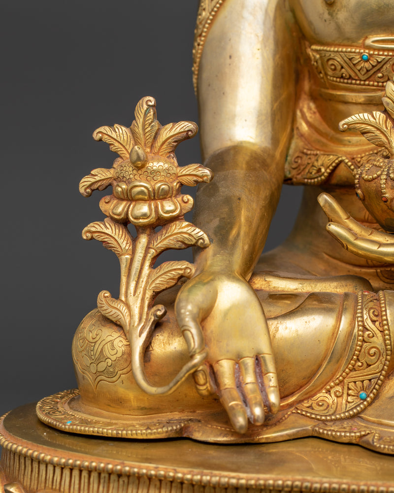 Spiritual Medicine Buddha Statue | 24K Gold Gilded Copper Masterpiece