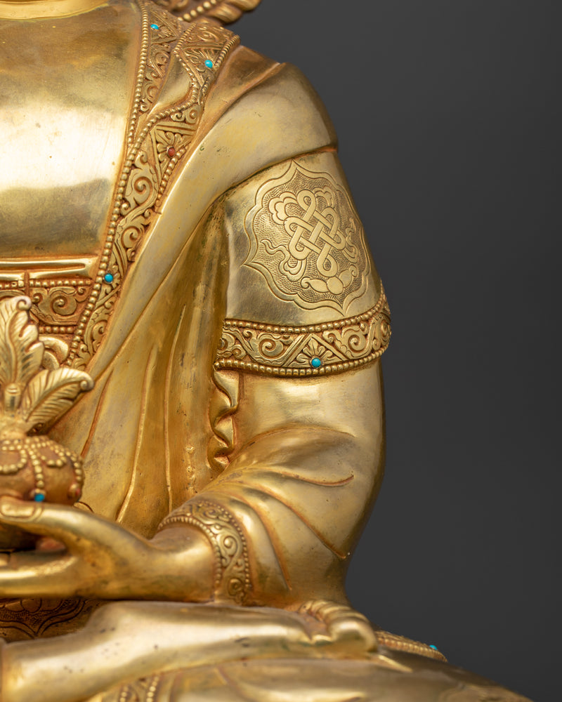 Spiritual Medicine Buddha Statue | 24K Gold Gilded Copper Masterpiece