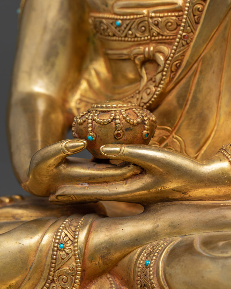 Spiritual Amitabha Buddha Statue | 24K Gold Gilded Copper Masterpiece