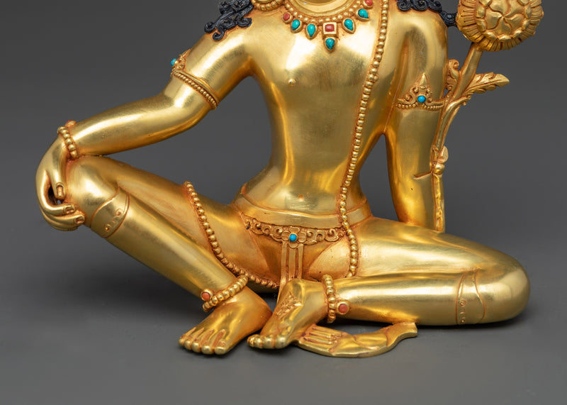 Indra Figurine | 24K Gold Gilded Copper Statue with Gemstones