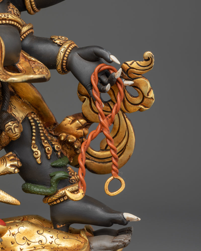 24K Gold Gilded Six-Armed Mahakala Deity | Fierce Protector of the Dharma