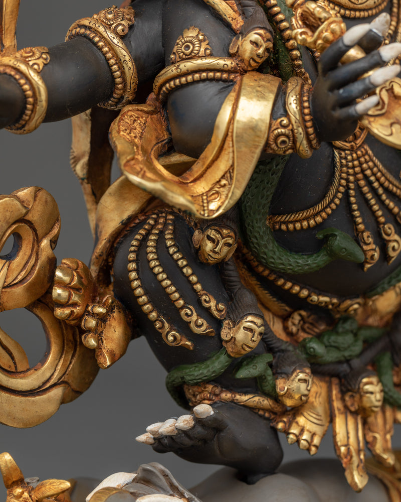 24K Gold Gilded Six-Armed Mahakala Deity | Fierce Protector of the Dharma