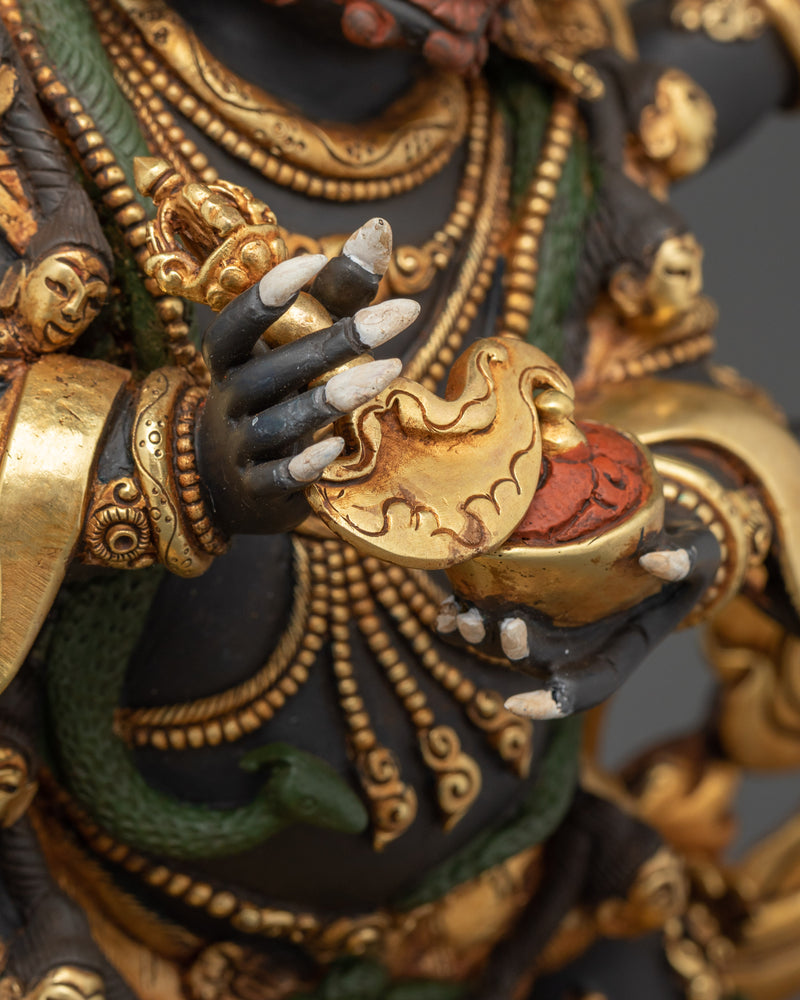 24K Gold Gilded Six-Armed Mahakala Deity | Fierce Protector of the Dharma