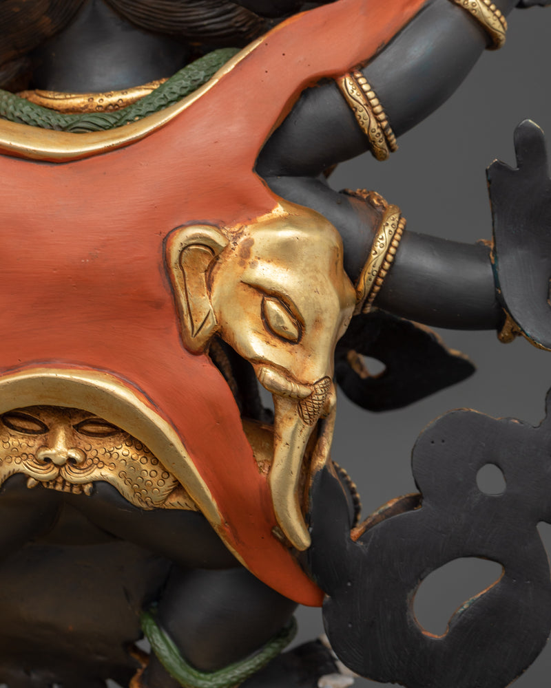 24K Gold Gilded Six-Armed Mahakala Deity | Fierce Protector of the Dharma