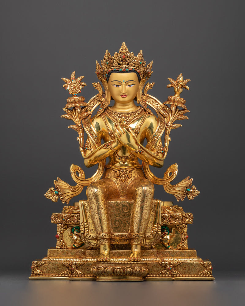 Nepalese Scupted Maitreya Bodhisattva Statue | Future Buddha of Compassion