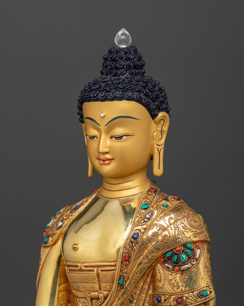 Buddha Shakyamuni Sculpture Art 24K Gold-Gilded Enlightenment Icon | Buddha Statue