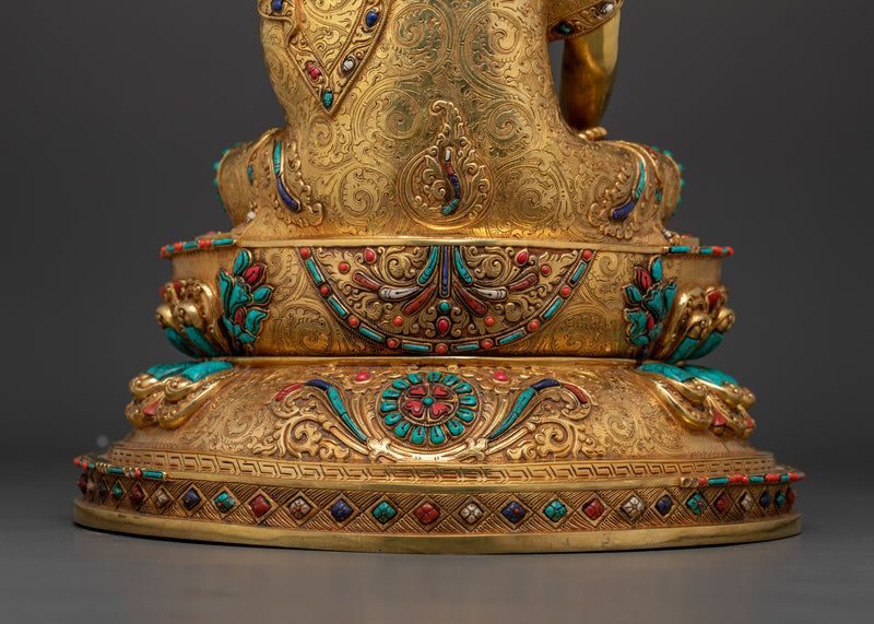 Buddha Shakyamuni Sculpture Art 24K Gold-Gilded Enlightenment Icon | Buddha Statue