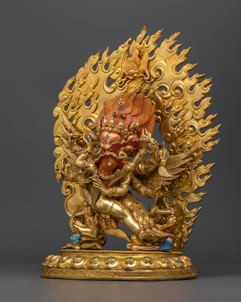 The Wrathful Protector of the Dharma | Vajrakilaya 24k Gold Gilded Statue