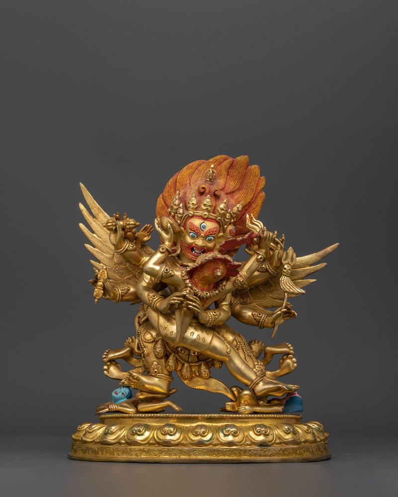 The Wrathful Protector of the Dharma | Vajrakilaya 24k Gold Gilded Statue