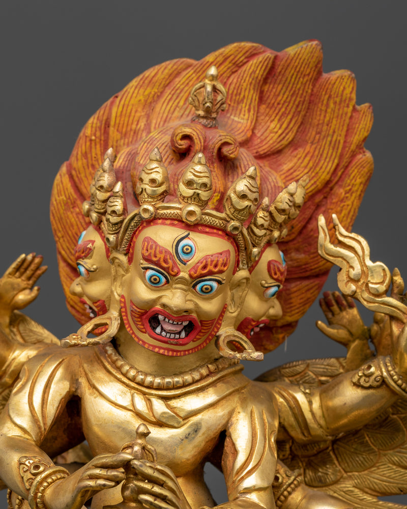 The Wrathful Protector of the Dharma | Vajrakilaya 24k Gold Gilded Statue