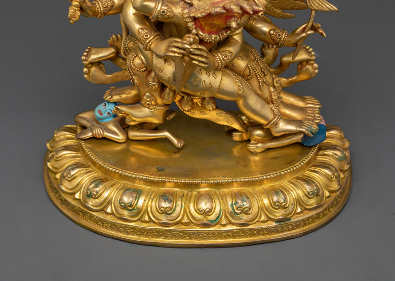 The Wrathful Protector of the Dharma | Vajrakilaya 24k Gold Gilded Statue