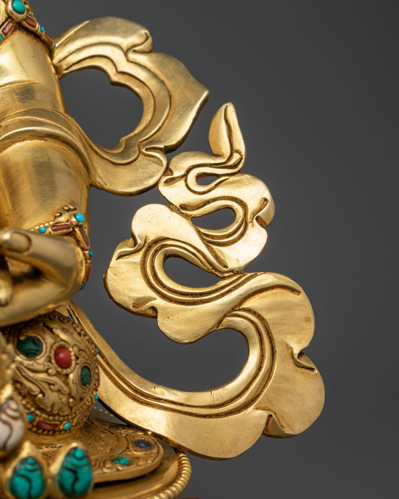 Wealth Deity Dzambhala Figure | 24K Gold Gilded Prosperity Icon | Handcrafted Tibetan Art