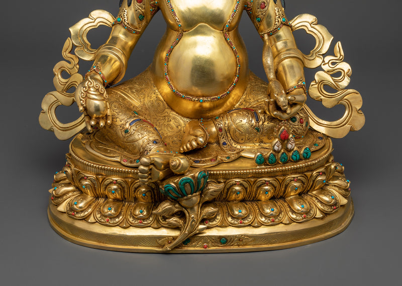 Wealth Deity Dzambhala Figure | 24K Gold Gilded Prosperity Icon | Handcrafted Tibetan Art