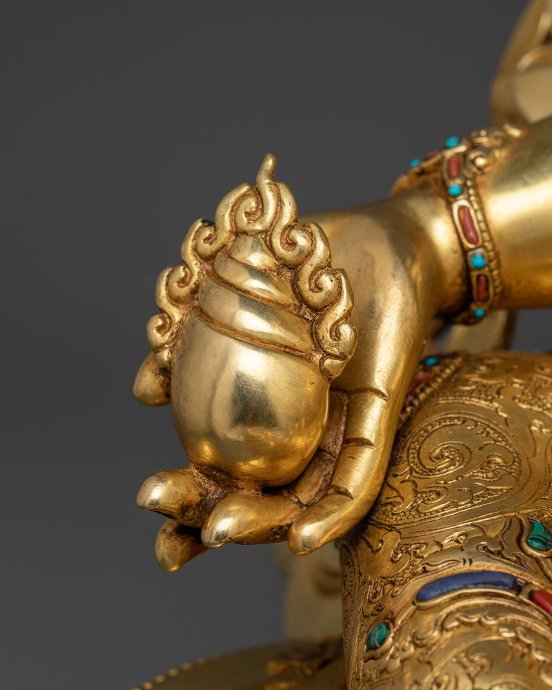 Wealth Deity Dzambhala Figure | 24K Gold Gilded Prosperity Icon | Handcrafted Tibetan Art