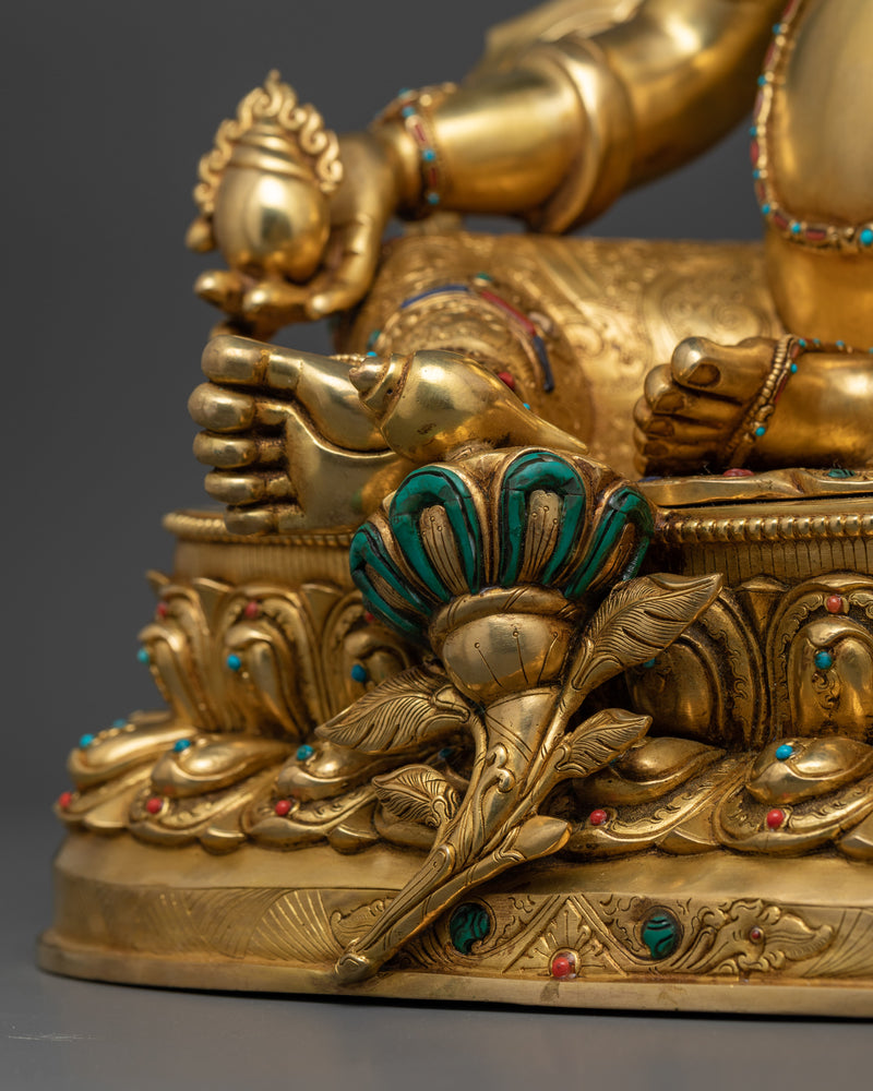 Wealth Deity Dzambhala Figure | 24K Gold Gilded Prosperity Icon | Handcrafted Tibetan Art