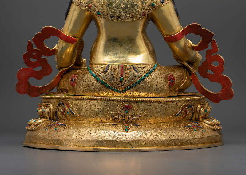 Wealth Deity Dzambhala Figure | 24K Gold Gilded Prosperity Icon | Handcrafted Tibetan Art