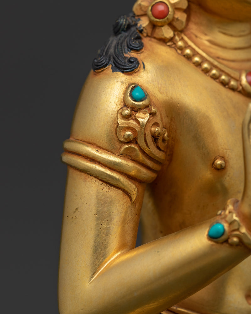 Beautiful Chenrezig Tibetan Buddha | Compassion Deity Statue | Gold-Gilded Spiritual Art