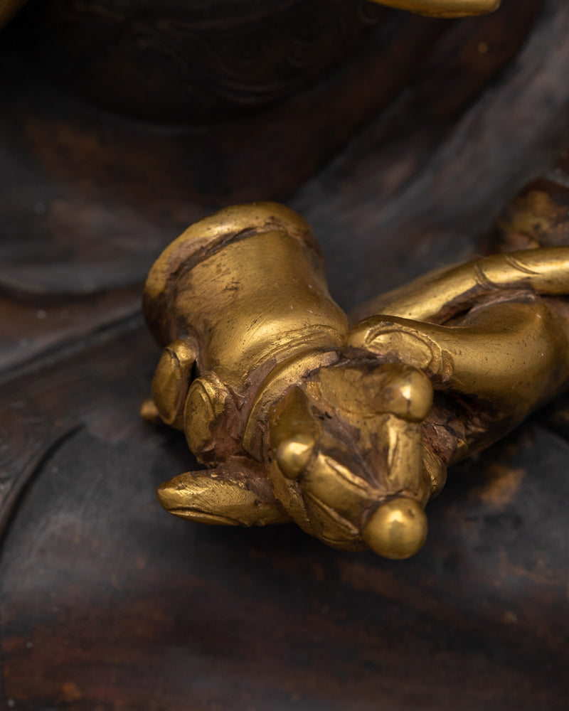 Oxidized Copper Body Kagyu Karmapa Statue | Gold-Gilded Tibetan Art