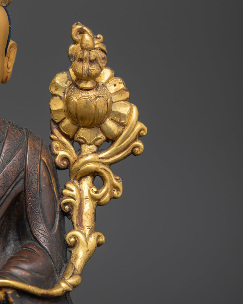 Oxidized Copper Body Kagyu Karmapa Statue | Gold-Gilded Tibetan Art