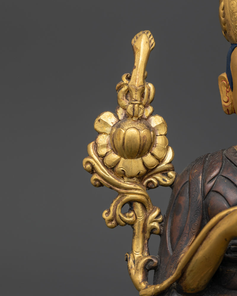 Oxidized Copper Body Kagyu Karmapa Statue | Gold-Gilded Tibetan Art