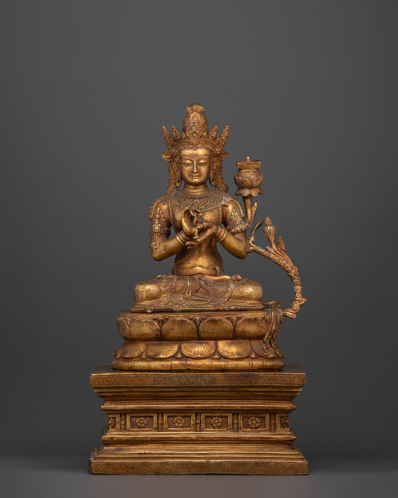 Handmade Buddha Prajnaparamita Statue | Gold-Gilded Antique Finish