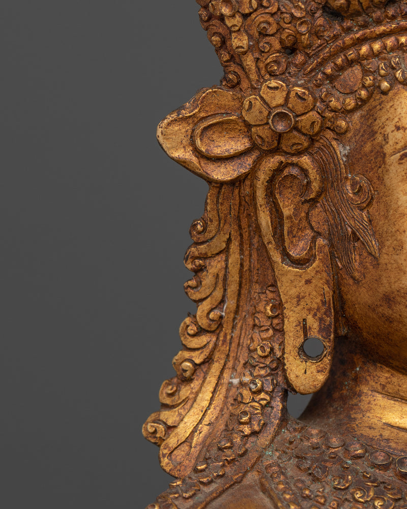 Handmade Buddha Prajnaparamita Statue | Gold-Gilded Antique Finish