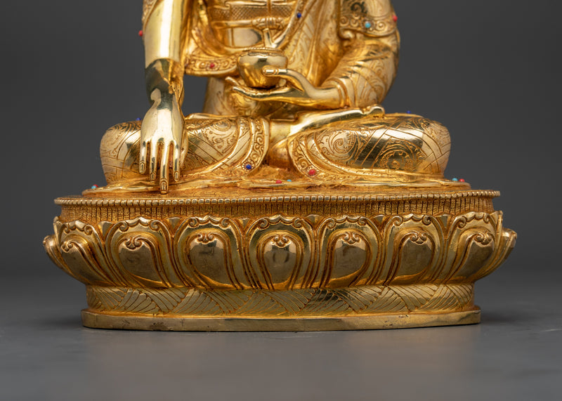 Asian-Made Shakyamuni Buddha | 24K Gold Gilded Copper Statue